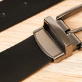 【FREED】 方形扣素面休閒真皮皮帶 - 黑銀_4