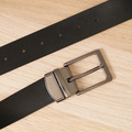 【FREED】 方形扣素面休閒真皮皮帶 - 黑銀_6