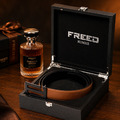 【FREED】 金色/黑色扣頭 細紋雙色超纖維皮帶_7