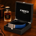 【FREED】槍色網點紋扣頭手掌紋超纖維皮帶 - 藍面黑底_3