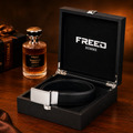 【FREED】銀色細邊繩紋扣荔枝紋真皮皮帶_1