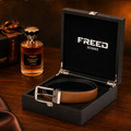 【FREED】槍色方形扣頭細紋雙色超纖維皮帶_2