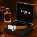 【FREED】銀色細邊繩紋扣頭細紋雙色超纖維皮帶_4