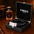 【FREED】銀色細邊繩紋扣頭平紋真皮皮帶_1