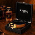 【FREED】霧金馬蹄扣細紋雙色超纖維皮帶_2