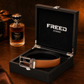 【FREED】槍色方框扣頭細紋雙色超纖維皮帶_2
