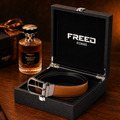 【FREED】槍色旋轉式馬蹄扣細紋雙色超纖維皮帶_2