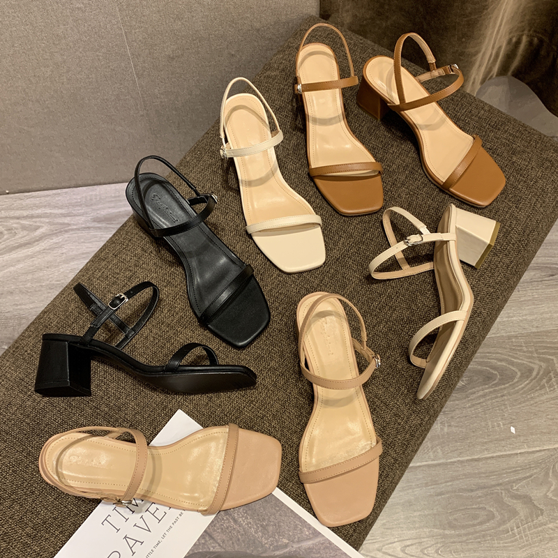 兩種高度-4色/一字粗跟涼鞋_2