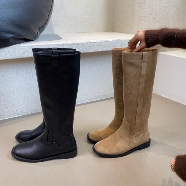 低跟基礎款素素長靴