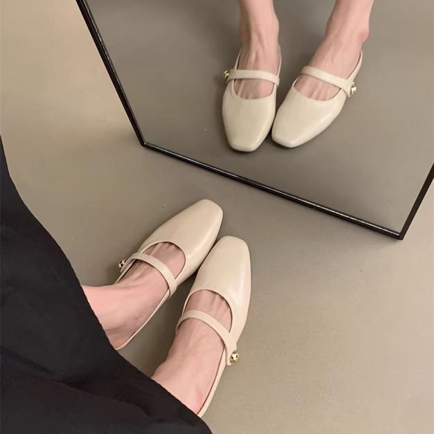 素面百搭平底穆勒鞋