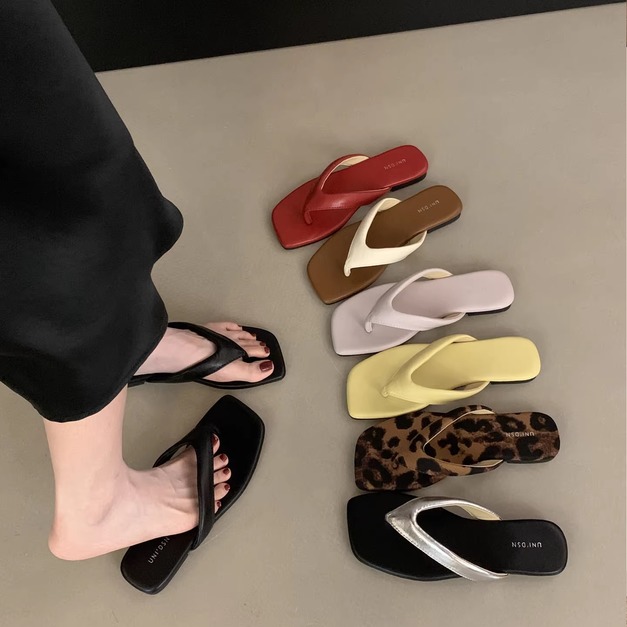 粗夾腳平底拖鞋