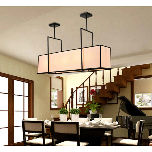 簡約長方形創意手工布罩吊燈