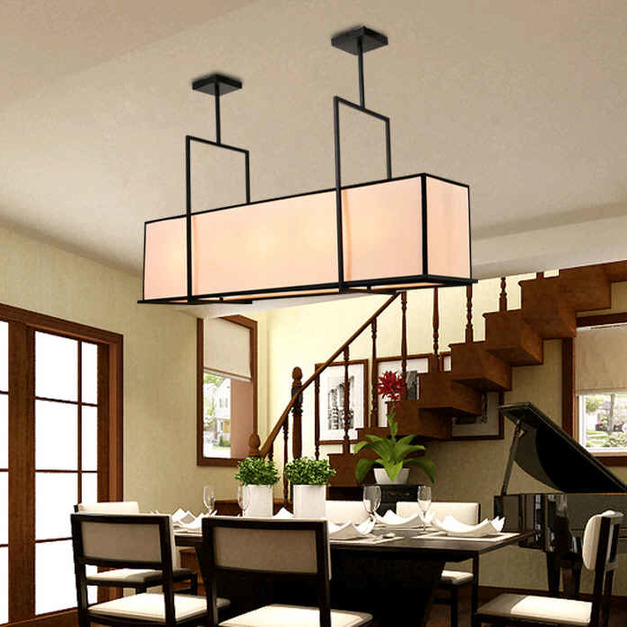 簡約長方形創意手工布罩吊燈