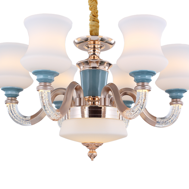 簡約歐式鋅合金水晶燈臂陶瓷吊燈(690x430)