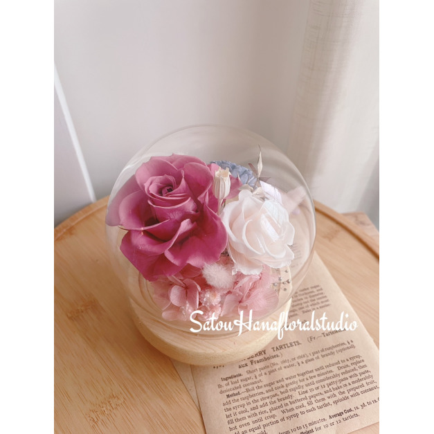 CBG-❤️永生玫瑰玻璃圓鐘罩❤️