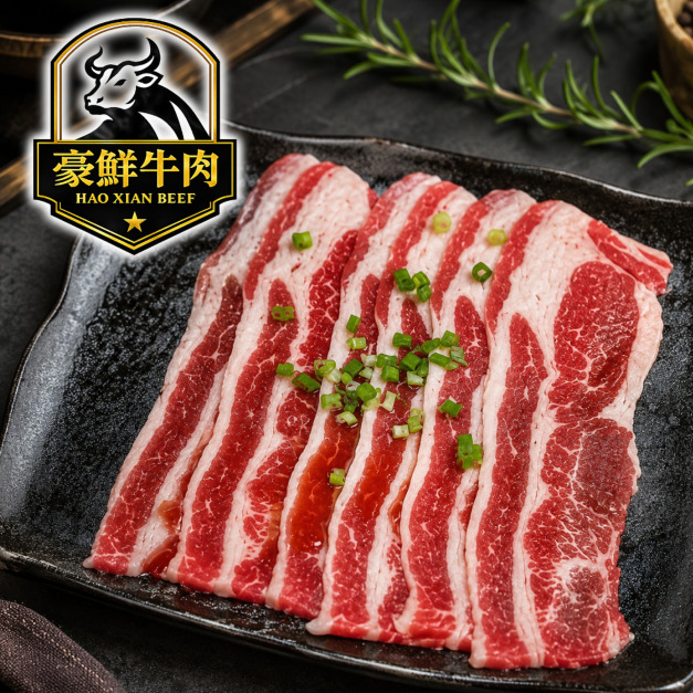 豪鮮牛肉 美國凝脂厚切雪花牛肉片8包(200g&plusmn;10%/包)