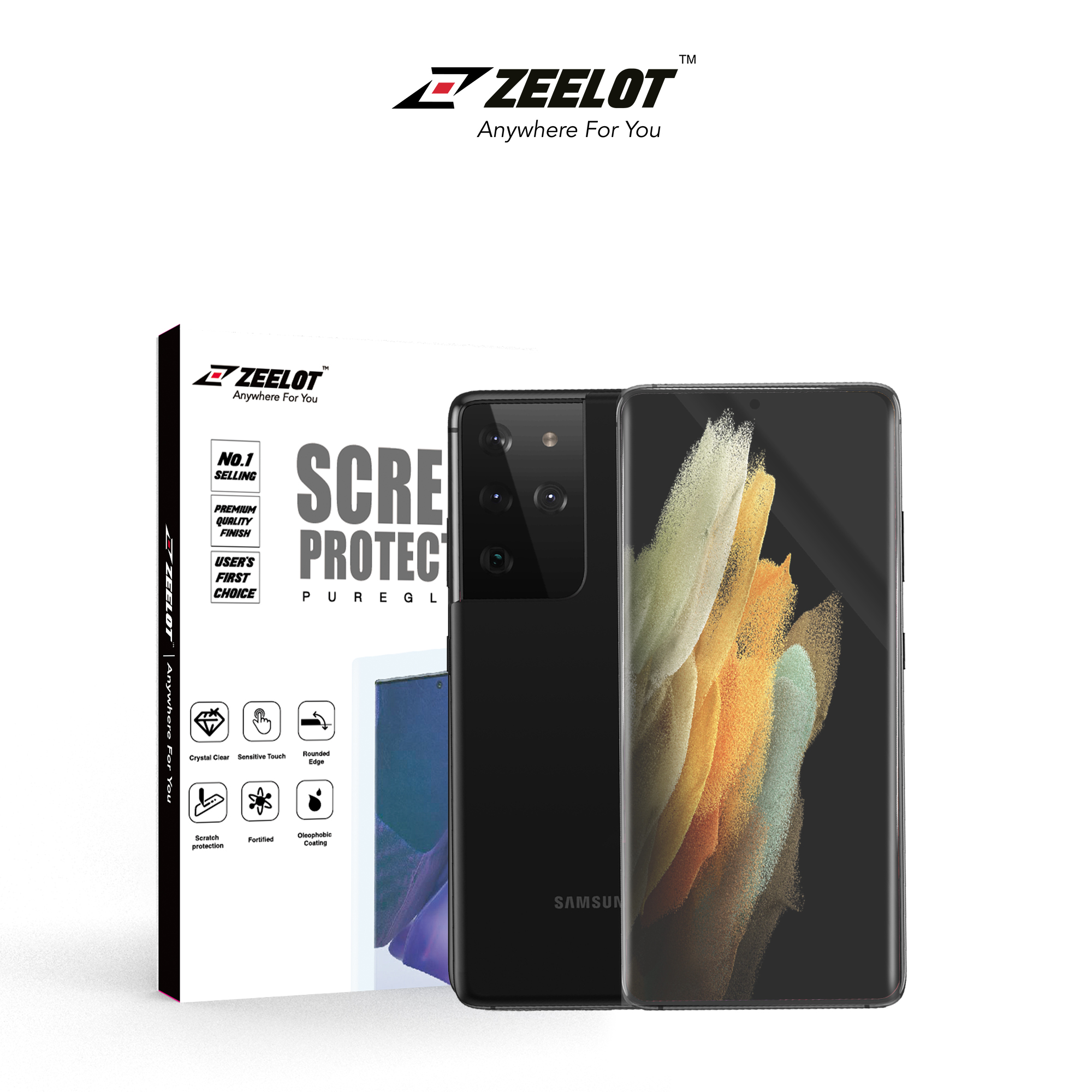 UV膠｜高清透｜ Samsung S21 Ultra 滿版玻璃保護貼_6.8吋