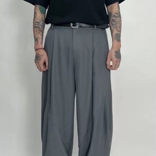 極簡摺線寬版長西褲