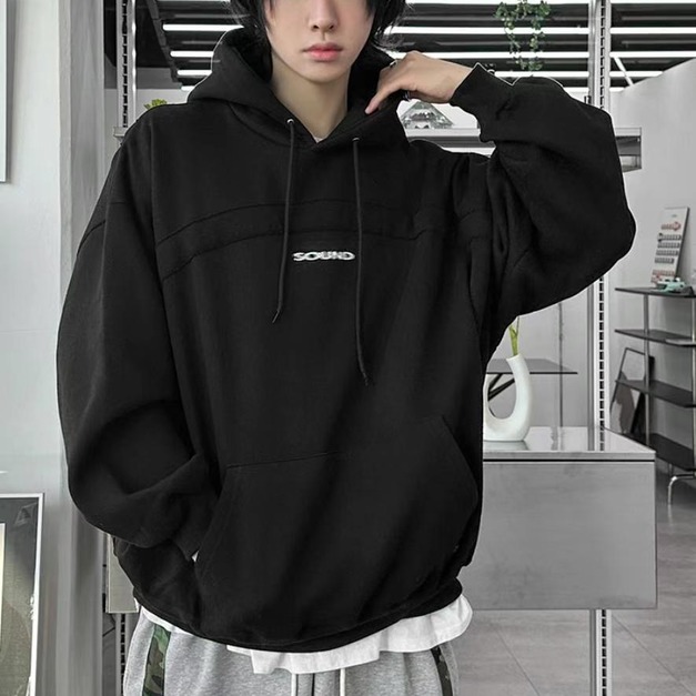 弧線拼接連帽大學Tee