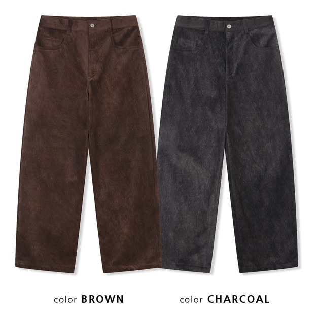 絨面質感寬直筒長褲