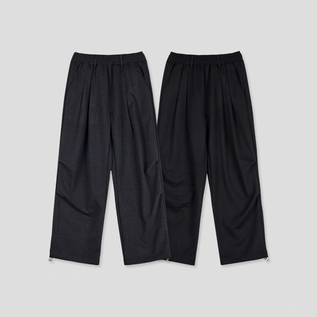 毛呢寬版調節長褲