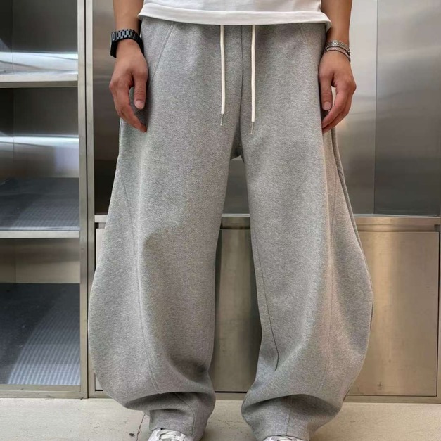 立體弧線剪裁棉長褲