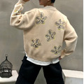 花朵刺繡針織開襟毛衣_3