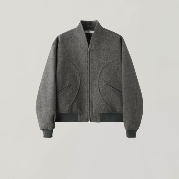 弧線結構感立領羊毛外套