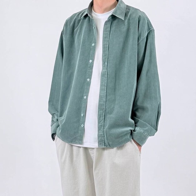 休閒燈芯絨長袖襯衫