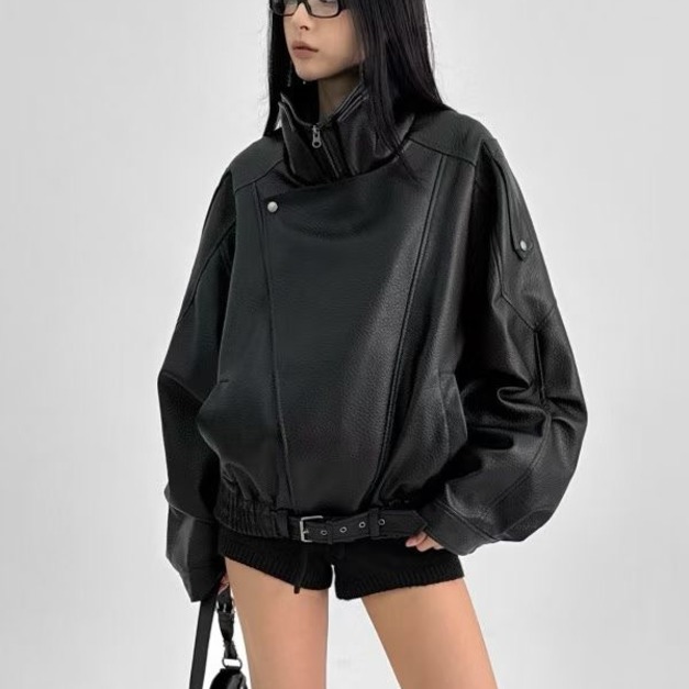 立領結構皮革夾克