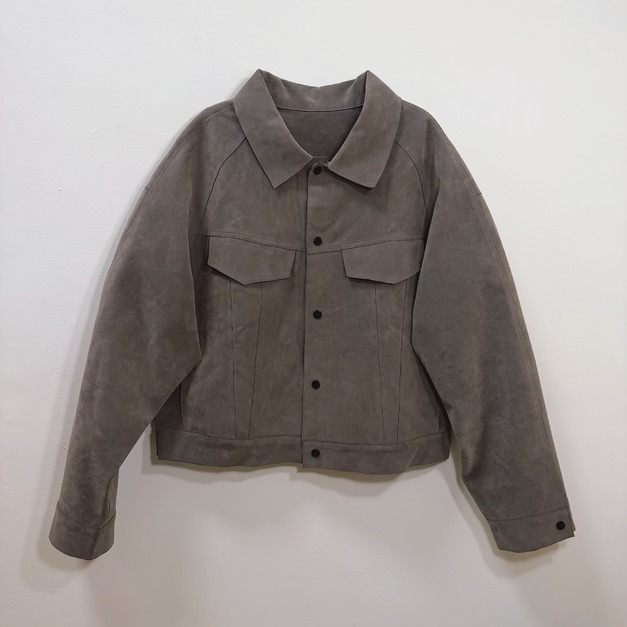 短版麂皮翻領外套