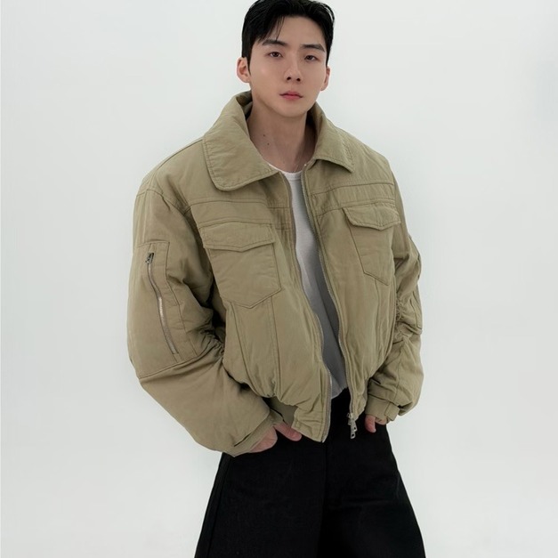 鋪棉立領工裝外套