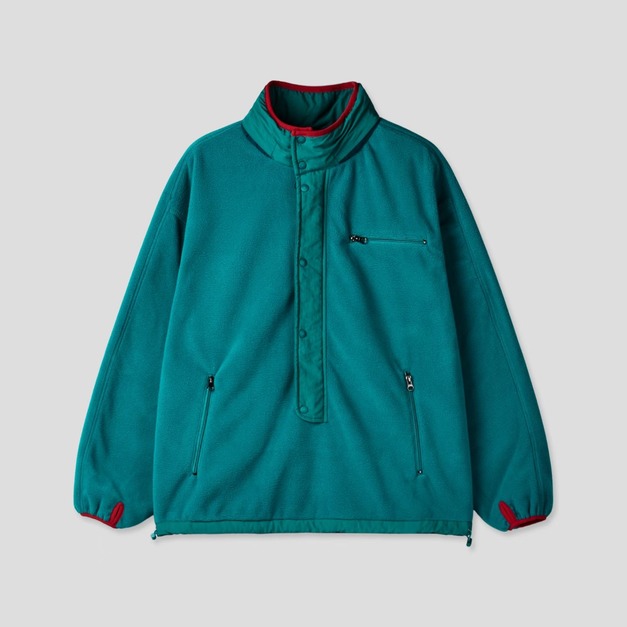 可收式連帽半開襟羊羔毛長袖Tee