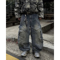 水洗大口袋工裝牛仔褲