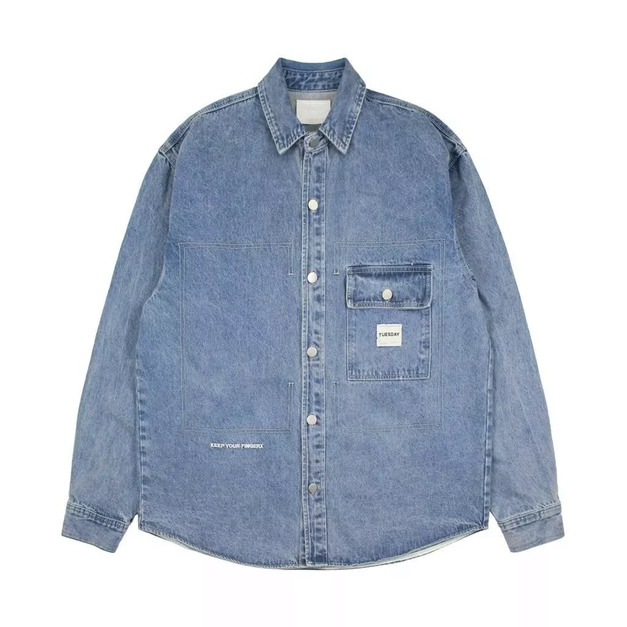 標籤寬版牛仔襯衫