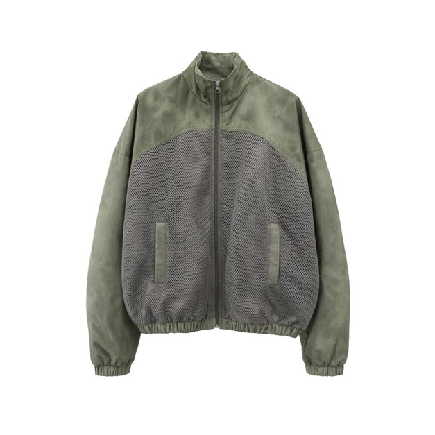 立體網眼拼接連帽夾克