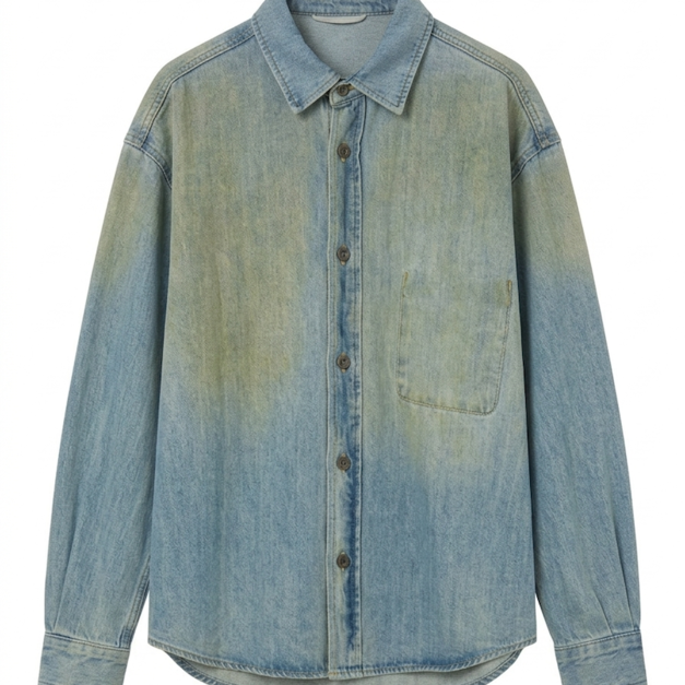 復古水洗內口袋丹寧襯衫