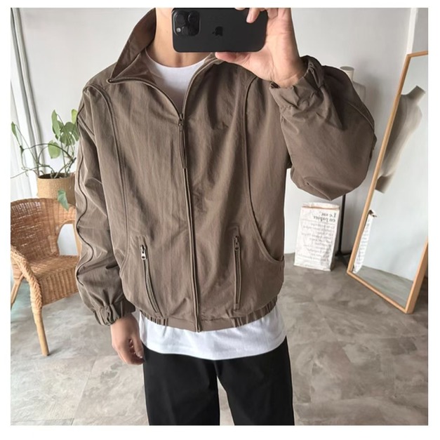 極簡廓形立領薄夾克