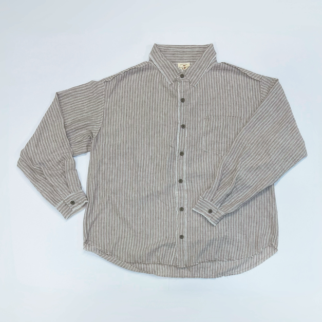 條紋抽鬚長袖襯衫