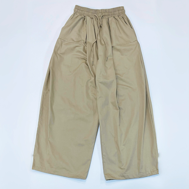 抽繩寬版休閒長褲