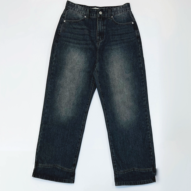 合身水洗牛仔長褲