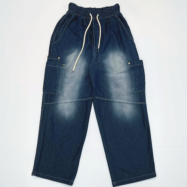 水洗工裝牛仔長褲