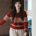 蘋蘋安安－翻領條紋毛衣（2色）_2