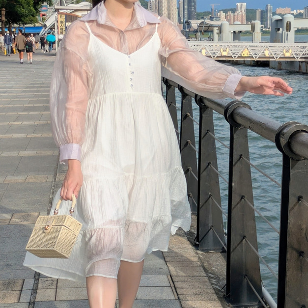 雲淡風輕—排釦長洋裝（3色）