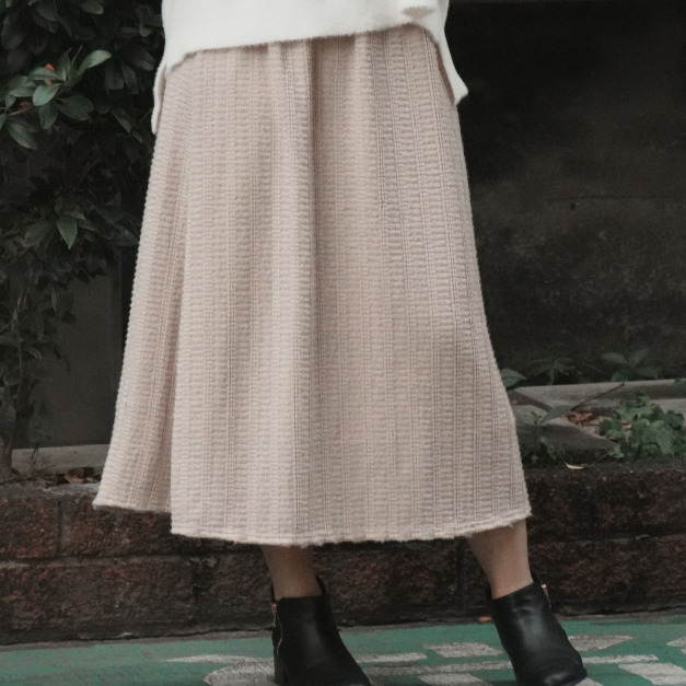 鬆餅格子－毛絨傘襬長裙（3色）