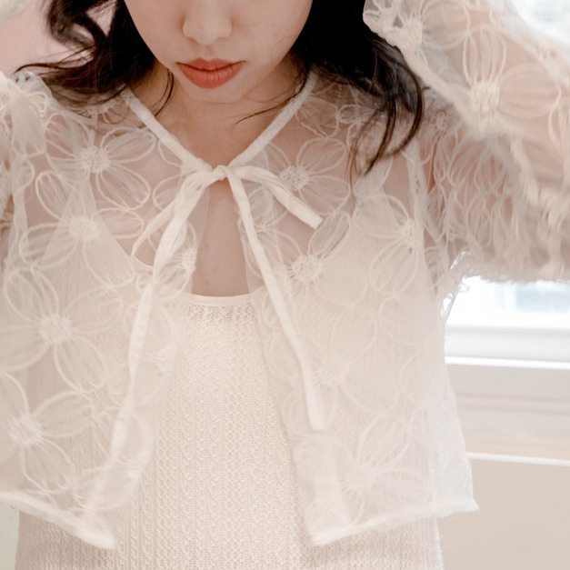 花花透膚罩衫（2色）