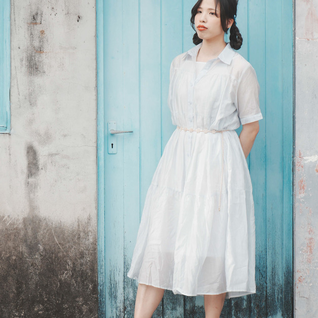 透膚襯衫長洋裝－真兩件式（3色）