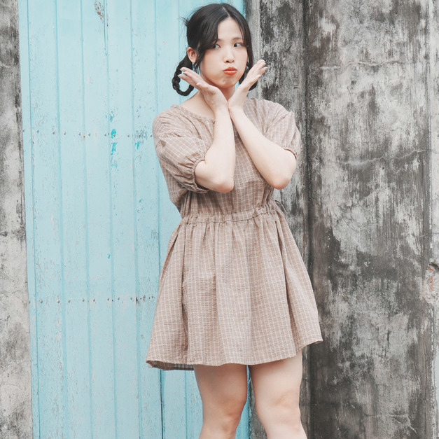 復古感格子短袖洋裝（3色）