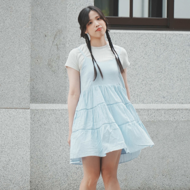 鏤空花邊蛋糕吊帶短洋裝（3色）