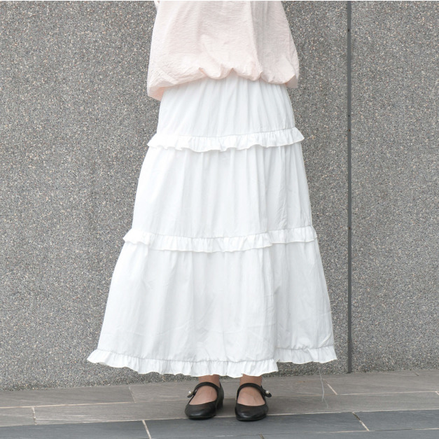 荷葉邊蛋糕長裙（2色）